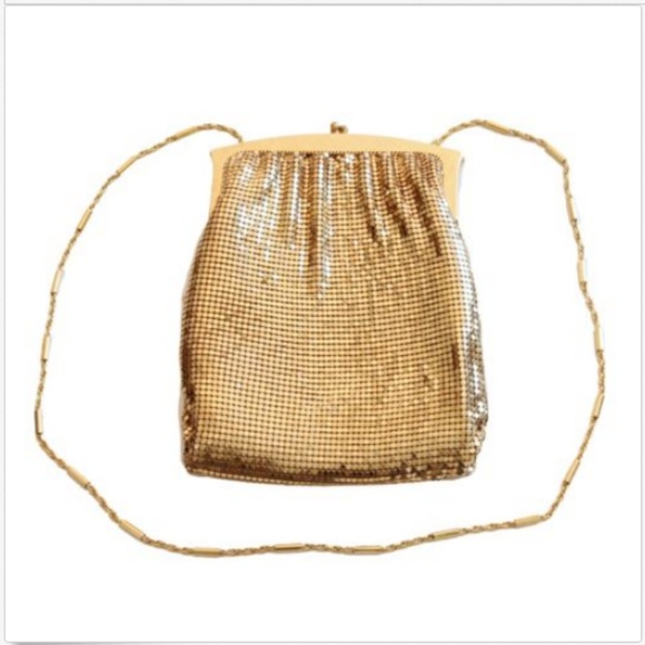 Vintage Whiting Davis Evening Bag Gold Mesh Glamour Retro 1940s Frame Bag - Picture 4 of 7